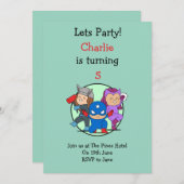 リトルすごいヒーローズパーティの招待状 招待状 (正面/裏面)