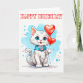 リトルよくはしゃぐキャットハッピーバースデー カード (正面)