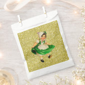 リトルアイリッシュガールイングリーンドレス金ゴールドフェイクグリッター フェイバーバッグ (クリップ留めされた状態)