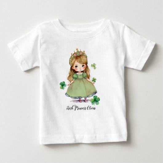 リトルアイリッシュプリンセス名前をカスタムする ベビーTシャツ (正面)