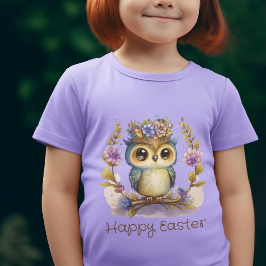 リトルアクアアンド金ゴールドフクロウハッピーイースター Tシャツ