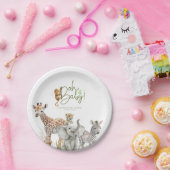 リトルアニマルジャングルサファリベイビーシャワーブラウン ペーパープレート (パーティー)