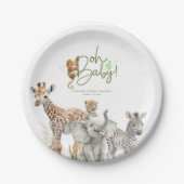 リトルアニマルジャングルサファリベイビーシャワーブラウン ペーパープレート (正面)