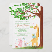 リトルアニマルフレンズベビーシャワー招待状 招待状 (正面/裏面)