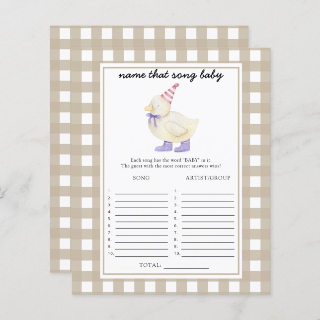 リトルアヒルの赤ちゃんシャワー – 名前はベビーソング (正面/裏面)