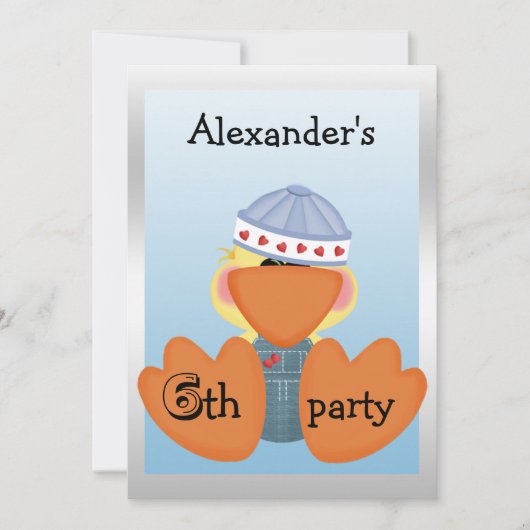 リトルアヒルラブハート&ボーツ第6誕生日 招待状 (正面)