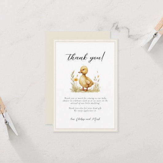 リトルアヒル赤ちゃんシャワーブックベビーカード (正面/裏面インサイチュ)