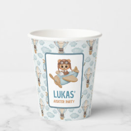 リトルアビエーターパーティーベビーベアーパステル誕生日パパップ 紙コップ
