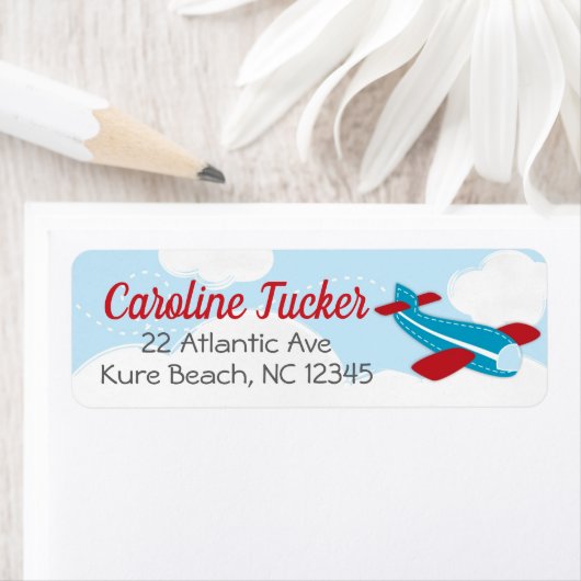 リトルアビエーター飛行機ベビーシャワー住所 シール (インサイチュ)