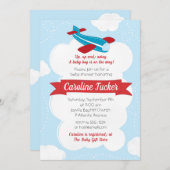 リトルアビエーター飛行機ベビーシャワー招待状 招待状 (正面/裏面)