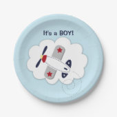リトルアビエーター飛行機ベビーシャワー紙プレート ペーパープレート (正面)