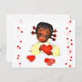リトルアフリカンアメリカンガールヴィンテージバレンタイン ポストカード (正面/裏面)