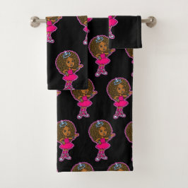 リトルアフリカンアメリカンプリンセス バスタオルセット