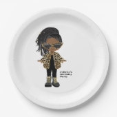 リトルアフリカンアメリカン・ガール・バースデーパーティー ペーパープレート (正面)