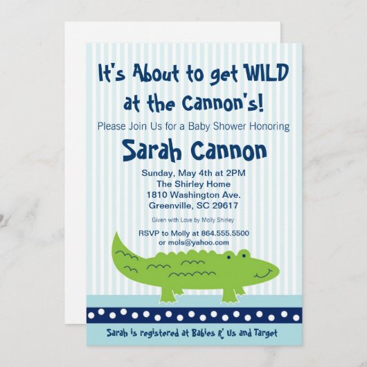 リトルアリゲーターボーイベビーシャワー招待状 招待状 (正面/裏面)