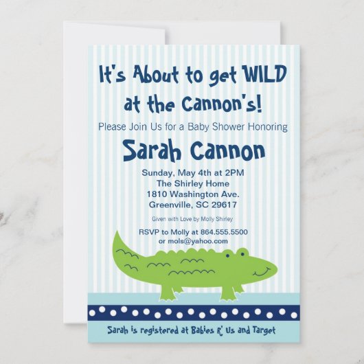 リトルアリゲーター 男の子ベビーシャワー招待状 招待状 (正面)