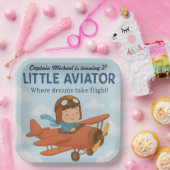 リトルアヴィエーターかわいい赤い飛行機広場9" ペーパープレート (パーティー)