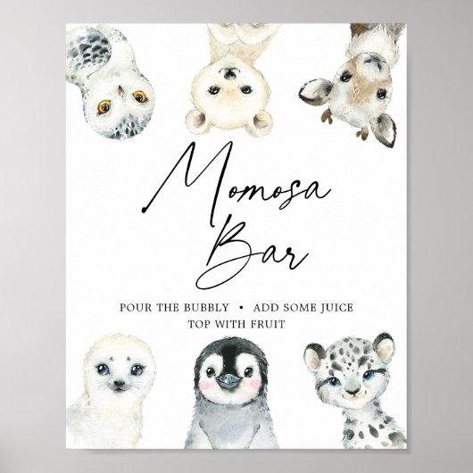 リトルアークティックベビーシャワーミモサバー標識 ポスター (正面)