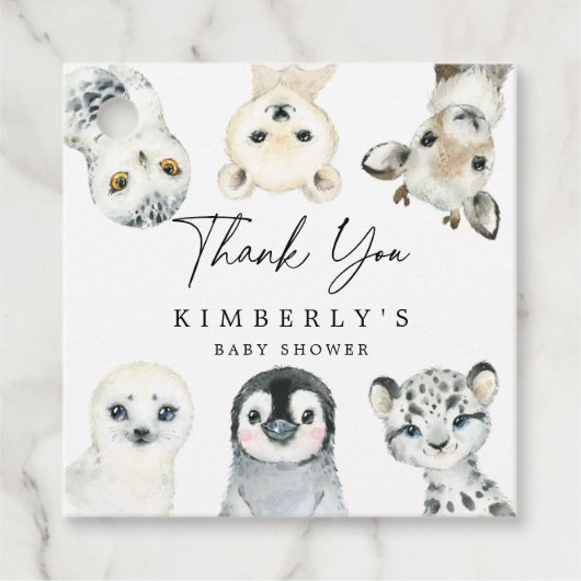 リトルアークティックベビーシャワーメッセージカード フェイバータグ (正面)