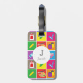 リトルアーティストアーツクラフツカラフルパターンキッズ ラゲッジタグ (裏面縦)