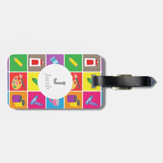 リトルアーティストアーツクラフツカラフルパターンキッズ ラゲッジタグ (裏面横)
