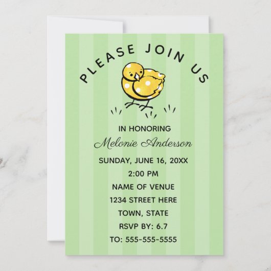 リトルイエローシックベビーシャワー招待状 招待状 (裏面)