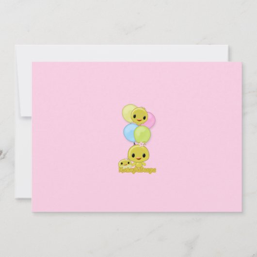 リトルイエローチャック誕生日招待状ピンク 招待状 (裏面)