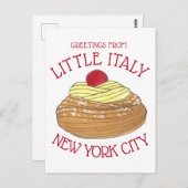 リトルイタリアニューヨークシティゼッポールからの挨拶 ポストカード (正面/裏面)