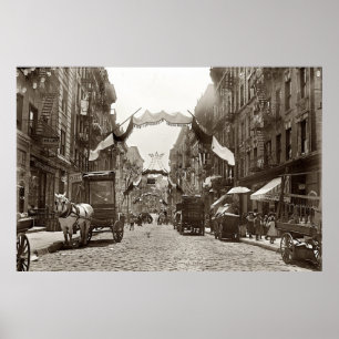 リトルイタリアモット通りNYC写真(1908) ポスター
