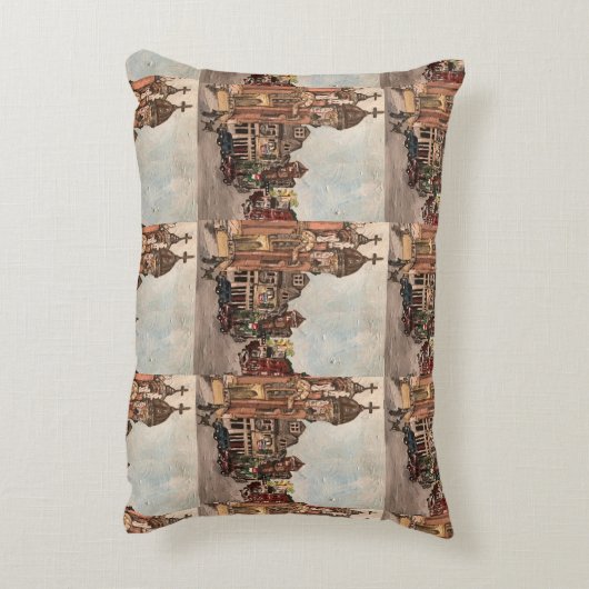 リトルイタリア,クリーブランドオハイオ絵画州の枕 アクセントクッション (裏面(縦))