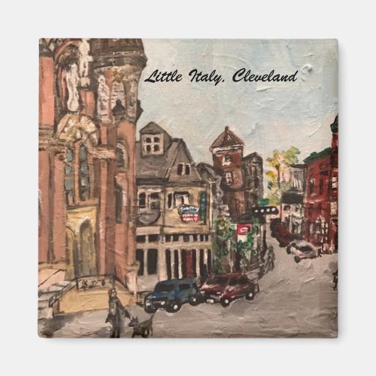 リトルイタリア、クリーブランド絵画・オハイオ州の磁石 マグネット (正面)