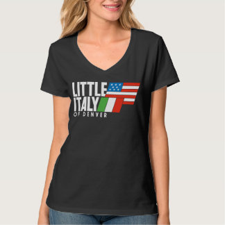 リトルイタリアDenver 80sレトロブラックVネック Tシャツ