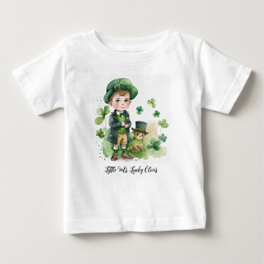 リトルイリッヒボーイ&パピー名前をカスタムする ベビーTシャツ (正面)