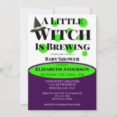 リトルウィッチがハロウィーンの赤ちゃんシャワーを醸造している 招待状 (正面)