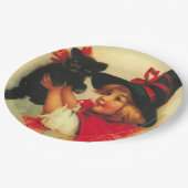 リトルウィッチとブラックキャットヴィンテージハロウィーン ペーパープレート (アングル)