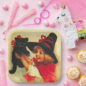 リトルウィッチとブラックキャットヴィンテージハロウィーン ペーパープレート (パーティー)