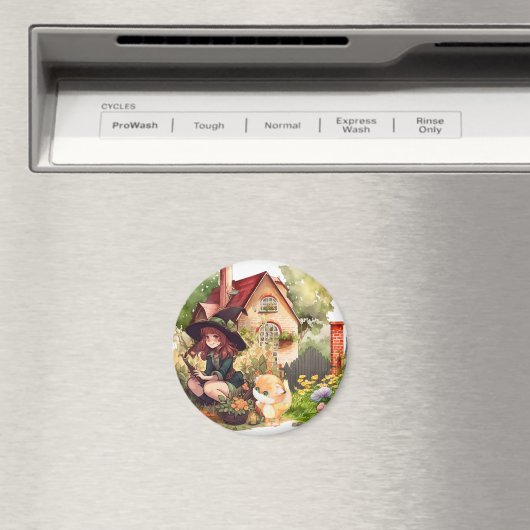 リトルウィッチと可愛いキツネ磁石 マグネット (インサイチュ (食洗機))