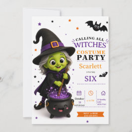 リトルウィッチコスチュームパーティー 可愛いハロウィン 誕生日 招待状