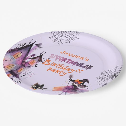 リトルウィッチスポオクタキュラ誕生日ハローウィンパーティ ペーパープレート (アングル)