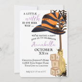 リトルウィッチハロウィーンガールベビーシャワー 招待状 (正面)