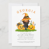 リトルウィッチハロウィーン誕生日招待状 招待状 (正面)