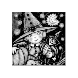 リトルウィッチ&ラグドールハロウィーンゴムスタンプ ラバースタンプ