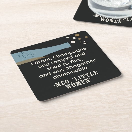 リトルウィメンシャンパーニュ引用文かわいい文芸本 スクエアペーパーコースター (アングル)