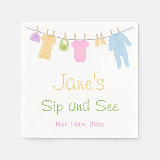 リトルウェアベビーsipと参照 スタンダードカクテルナプキン (正面)