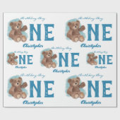 リトルウォーターの色熊かわいい動物ファースト誕生日 ラッピングペーパー (フラット)