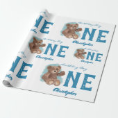 リトルウォーターの色熊かわいい動物ファースト誕生日 ラッピングペーパー (アンロールド)