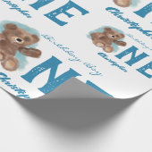 リトルウォーターの色熊かわいい動物ファースト誕生日 ラッピングペーパー (角)