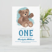 リトルウォーターの色熊かわいい動物ファースト誕生日 招待状 (スタンド正面)