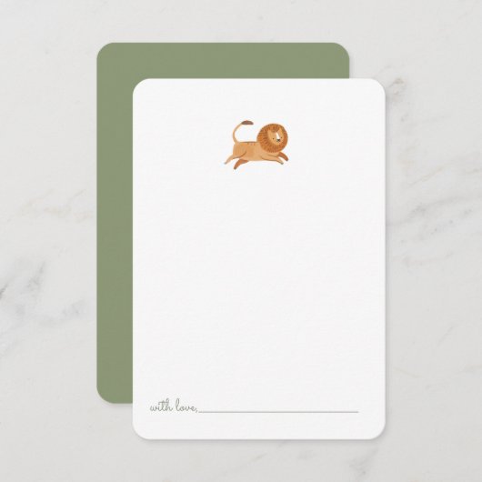 リトルウォーターカラーライオン誕生日タイムカプセル サンキューカード (正面/裏面)