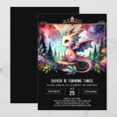 リトルウッドランドドラゴン誕生日 招待状 (正面/裏面)